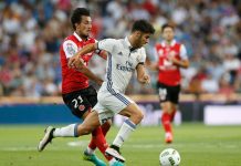 Marco Asensio, durante el partido Real Madrid - Stade de Reims del Trofeo Santiago Bernabéu.